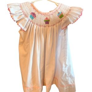Shrimp and Grits Smocked Cupcake Kids Dress 2T